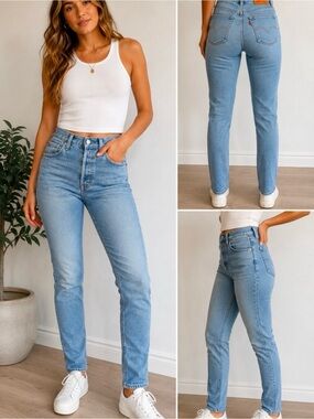 GUC Levi’s Premium “Big E” 501 S Button Fly Skinny Jeans Vintage Look 27x32